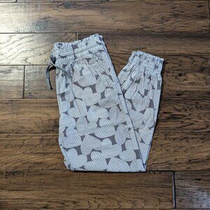 aerie flannel PJ pajama joggers pants grey heart print size small